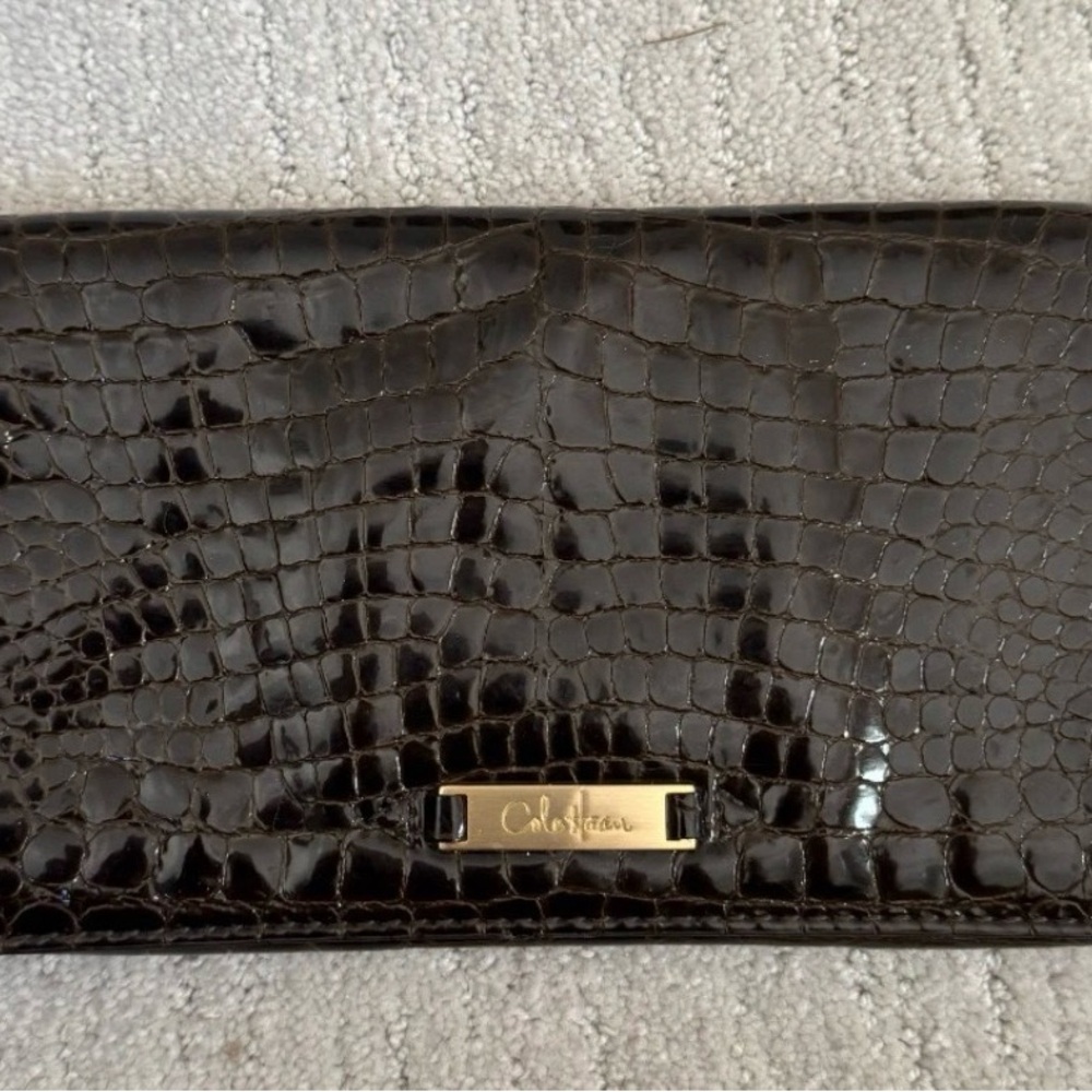 Cole Haan Dark Brown Croc Embossed Wallet